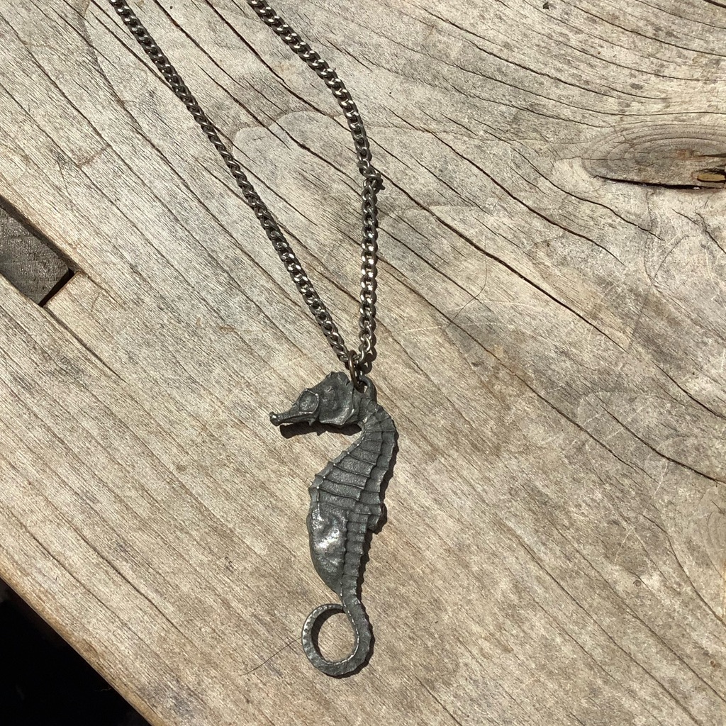 Vtg 1960s Brutalist Seahorse Necklace